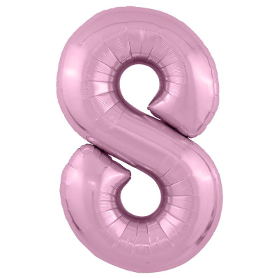 Шар воздушный фольгированный Цифра '8' розовый фламинго Slim Agura 102см